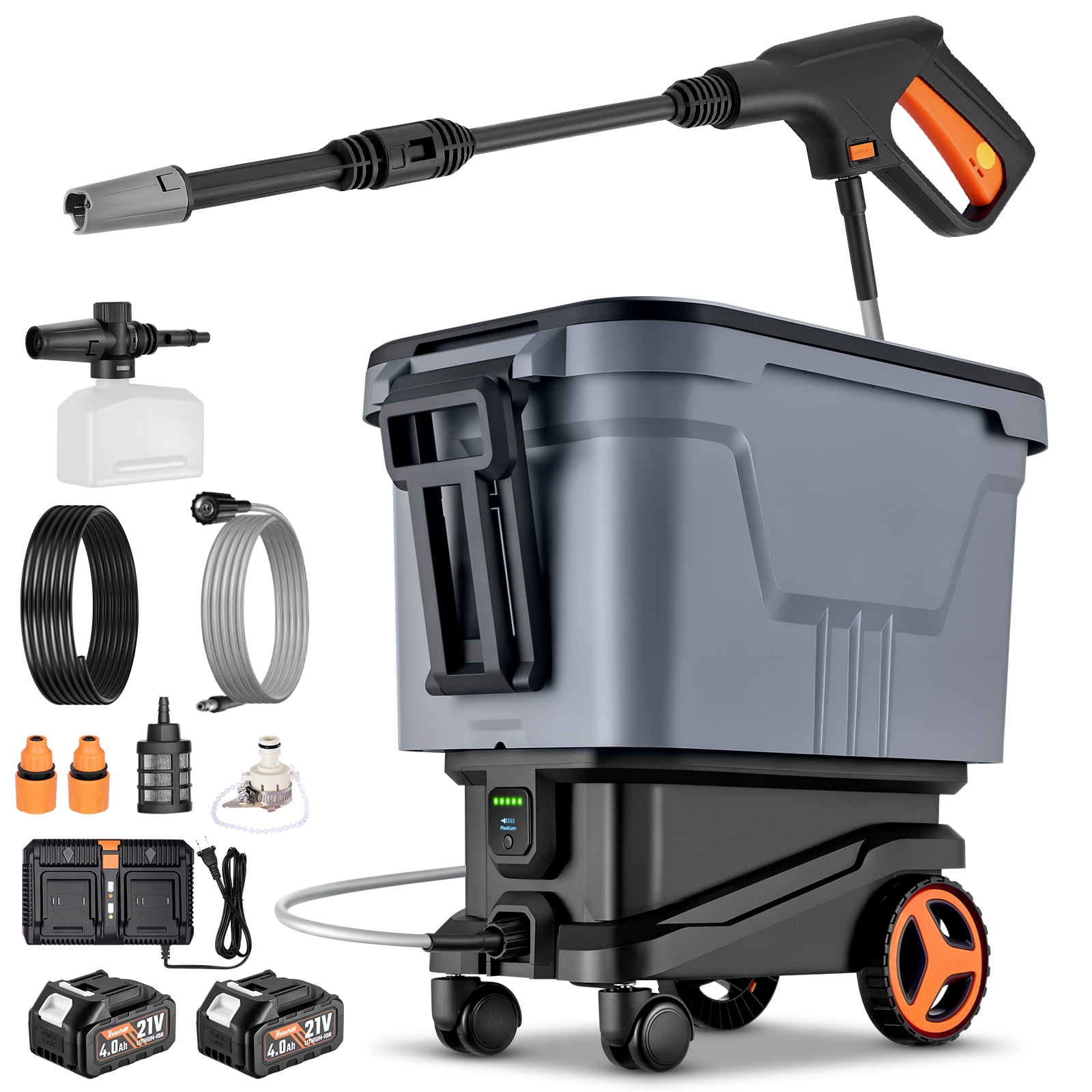 SPEEDWOW 2000PSI 1.1 GPM Cordless Pressure Washer, 7.2 Gal Water Tank, 3 Water Supply Modes, 0-180 Swivel Joint, 16FT Hose for Car, Fence, Driveway, Patio, Deck