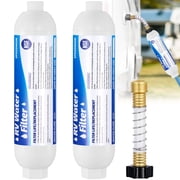 SPEEDWOW 2Pcs RV Water Filter, RV Inline Water Filter with Flexible Hose Protector, NSF Certified, KDF&GAC Reduces Bad Taste, Odors, Chlorine, Sediment, Camping