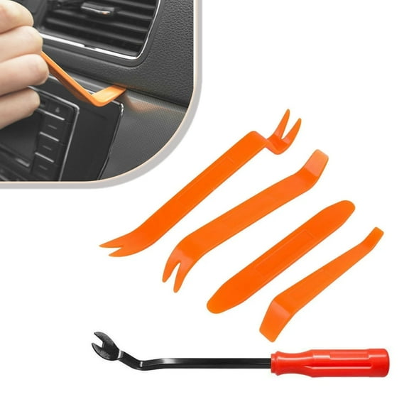SPEEDWOW 5Pcs Auto Trim Removal Tool Kit No-Scratch Removal Tool Kit Nylon for Car Panel & Audio Dashboard Dismantle, Orange