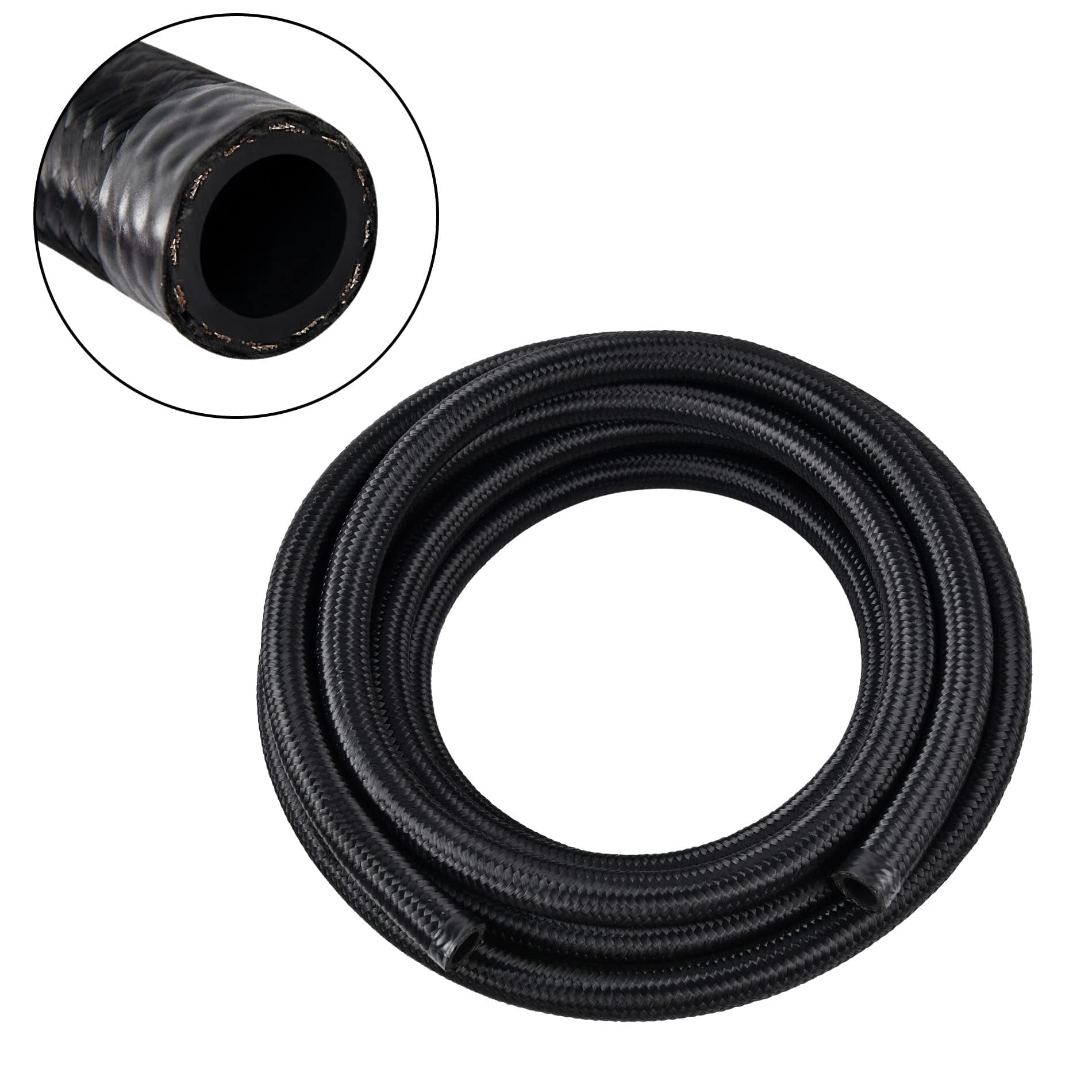 SPEEDWOW 8AN Fuel Line, AN8 Braided Fuel Hose Nylon CPE 10FT Black