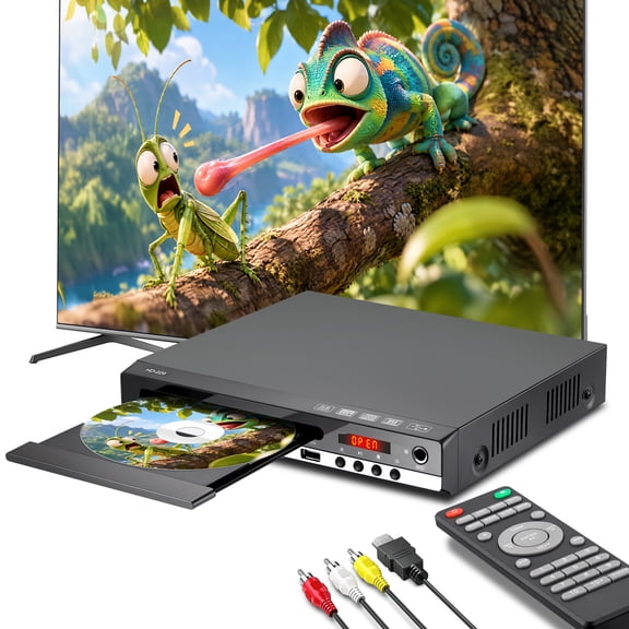 SPEEDWOW DVD Player for TV with HDMI & AV Cable, 1080P HD DVD Players for Home with Remote Control, All Region Free DVD Player, Breakpoint Memory, Support PAL/NTSC System