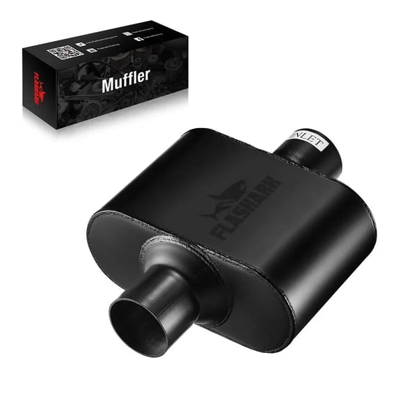 SPEEDWOW Exhaust Muffler, Super 10 Series 2.5 3.0 Inches Center In Center Out Universal Exhaust Muffler