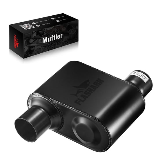 SPEEDWOW Exhaust Muffler, Super 10 Series 2.5 3.0 Inches Offset In Offset Out Universal Exhaust Muffler