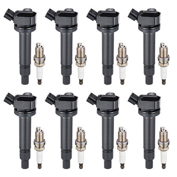 SPEEDWOW Ignition Coil Pack and Spark Plug Set of 8 Compatible with Lexus GS430 GX470 LS430 LX470 SC430 4Runner Land Cruiser Sequoia Tundra 4.3L 4.7L V8 Replacement for UF493 4504,Set of 4