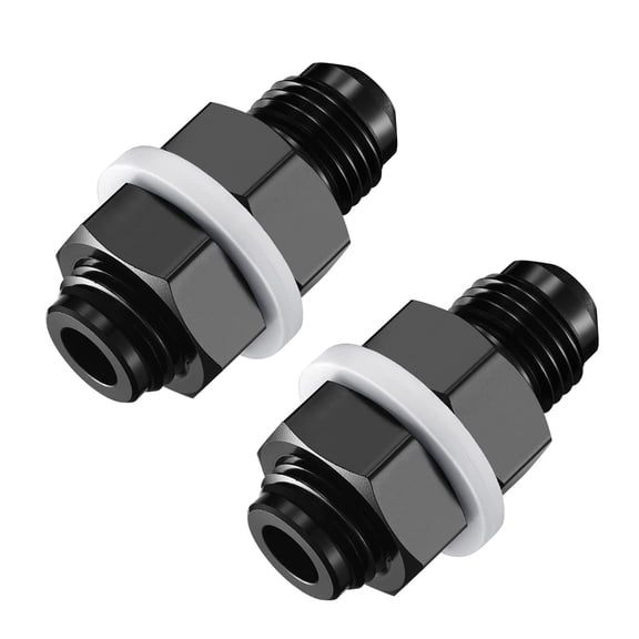 SPEEDWOW Male 6AN Bulkhead Fuel Cell Fitting Adapter Straight Aluminum 2 pcs