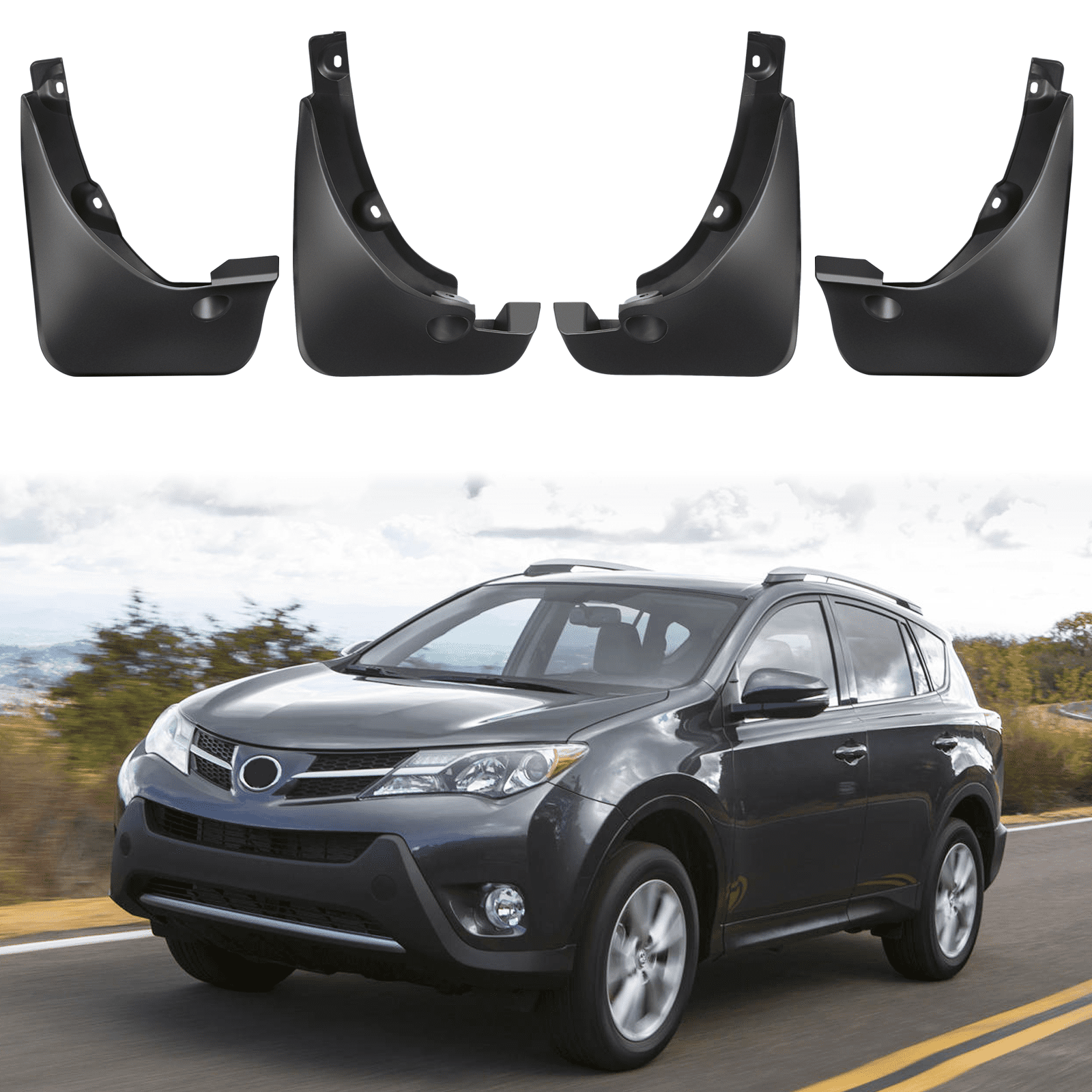 SPEEDWOW Mud Flaps Splash Guards 4PCS Front & Rear Side Mud Guards Compatible with Toyota RAV4 2006-2012 3th gen with OEM Fender Flares