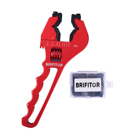 SPEEDWOW Non Marring AN Fittings Wrench, Adjustable Aluminum AN Wrench For 3AN-16AN Hose End Fittings With Replaceable Hex Type & Flat Type Jaw Protectors, Red