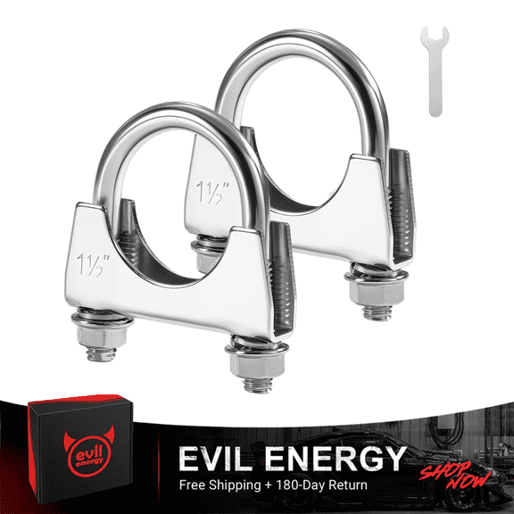 SPEEDWOW U Bolt Exhaust Clamp Stainless Steel Saddle Style for 1.5 Inch OD Pipe (2PCS)