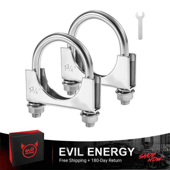 SPEEDWOW U Bolt Exhaust Clamp Stainless Steel Saddle Style for 1.75 Inch OD Pipe (2PCS)