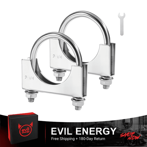 SPEEDWOW U Bolt Exhaust Clamp Stainless Steel Saddle Style for 2.25 Inch OD Pipe (2PCS)