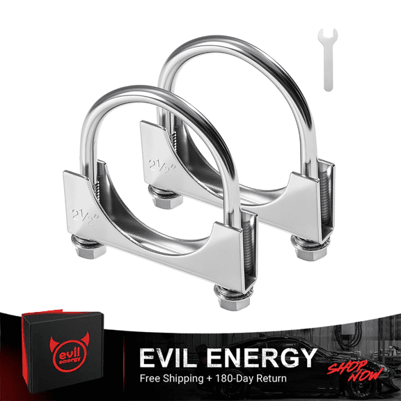 SPEEDWOW U Bolt Exhaust Clamp Stainless Steel Saddle Style for 2.5 Inch OD Pipe (2PCS)