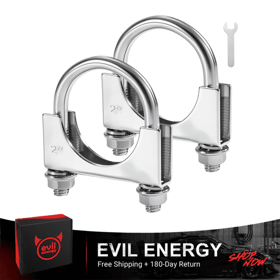 SPEEDWOW U Bolt Exhaust Clamp Stainless Steel Saddle Style for 2 Inch OD Pipe (2PCS)