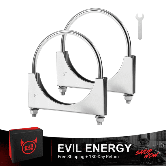 SPEEDWOW U Bolt Exhaust Clamp Stainless Steel Saddle Style for 5 Inch OD Pipe (2PCS)