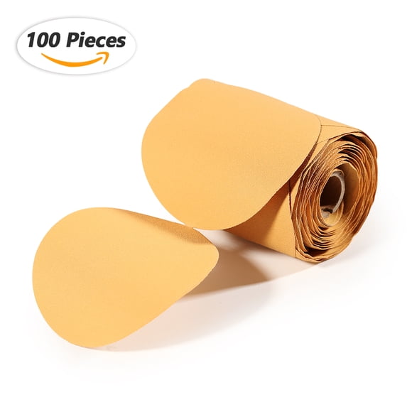 SPEEDWOX 100 Pcs 120 Grit Sandpaper Roll 5 inch Round Sanding Discs Adhesive Back PSA Sticky Back No Hole Stick and Sand Sandpaper for Wood, Auto Body Repair, Marine, Paint, Metal and Plastics