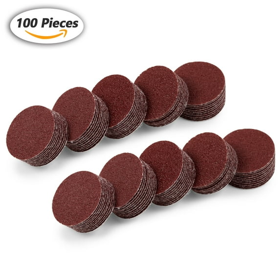 SPEEDWOX 100pcs Sanding Discs 1 Inches Sandpaper 100 Grit Hook and Loop Sanding Discs for Drill Grinder Rotary Tools No Hole