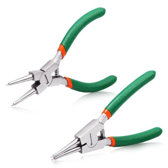 SPEEDWOX 2 Pcs Snap Ring Pliers Set 5-Inch Internal External Circlip Pliers Kit Precision Cir-clip Retainer Ring Pliers Straight Jaw for Ring Remover Retaining