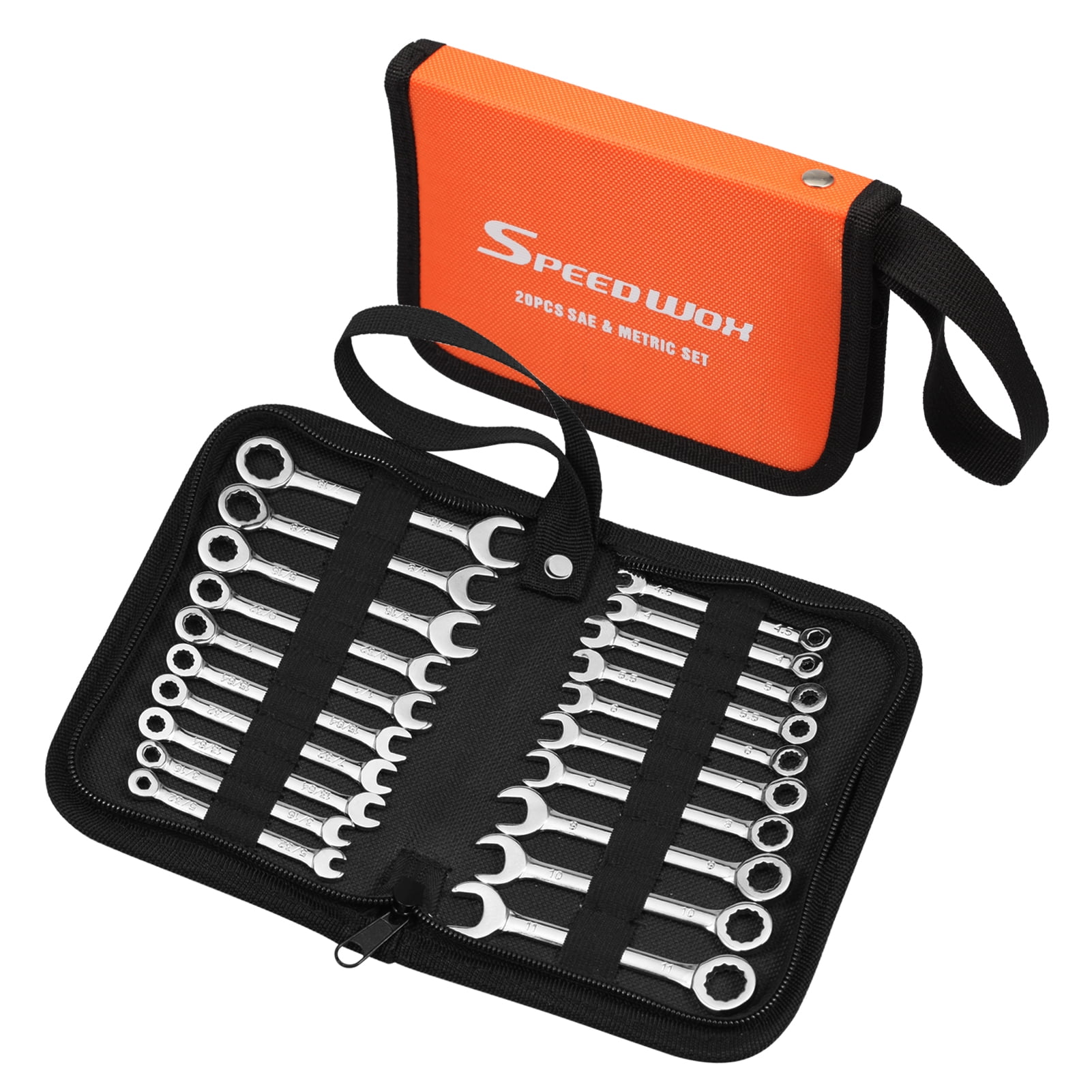 SPEEDWOX 20pcs Mini Wrench Set, Metric/SAE Combination, Ignition, Open