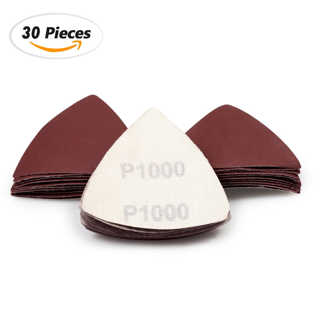 SPEEDWOX 30 Pcs Hook and Loop Triangle Sandpaper 1000 Grit 80mm 3 1 8 Inches for Oscillating Multi Tool Detail Sander Sanding Discs Triangle Sanding Pads Walmart Business Supplies