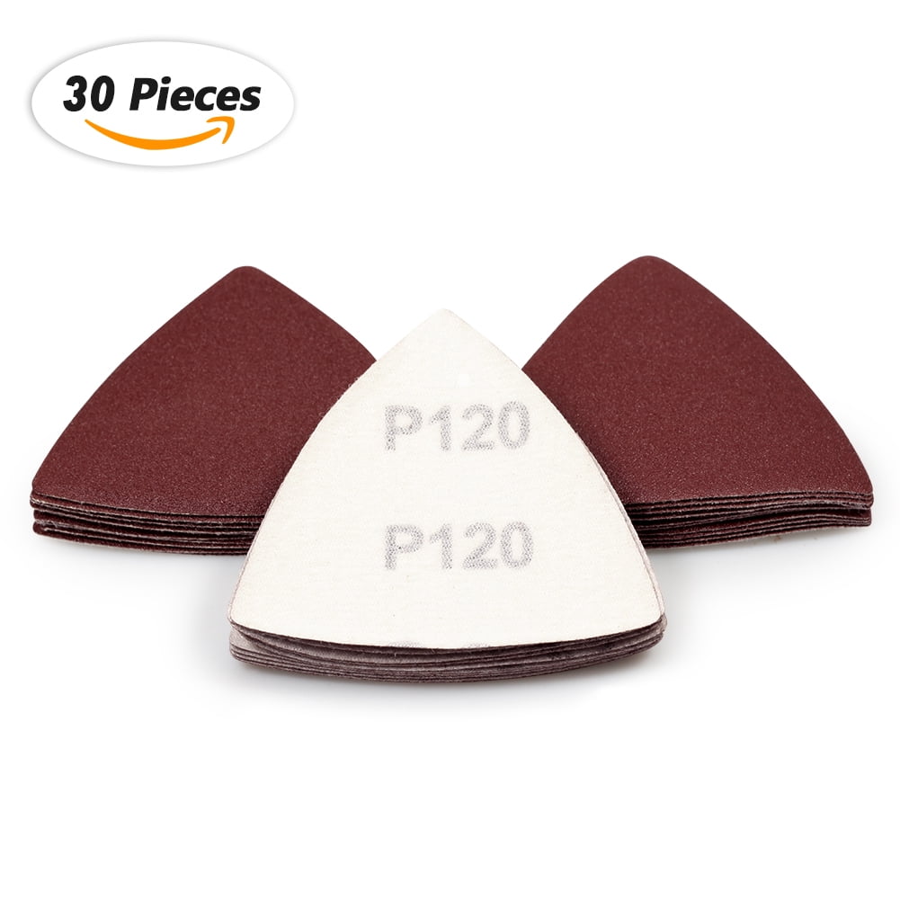 SPEEDWOX 30 Pcs Hook and Loop Triangle Sandpaper 120 Grit 80mm 3-1/8 ...