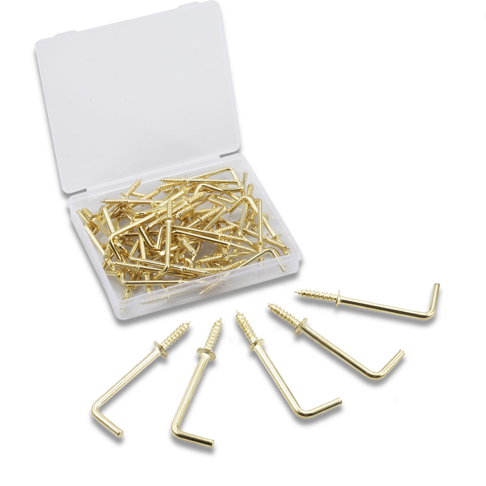SPEEDWOX 50PCS Right Angle Screws Hook 11/2 Inch, Screwin Square Bend