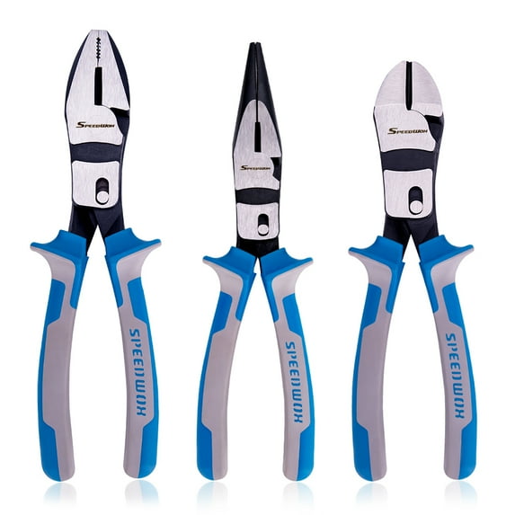 SPEEDWOX Combination Pliers Long Nose Pliers Set 8 Inches Heavy Duty Wire Cutters Reduce Effort by 60% Compound Action Multi Use Side Cutting High Leverage Serrated Jaw Precision Fine Pliers