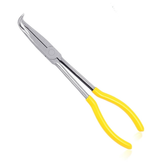 SPEEDWOX Long Reach Needle Nose Pliers 90 Degree 11 Inches Bent Long Nose Pliers Serrated Jaws