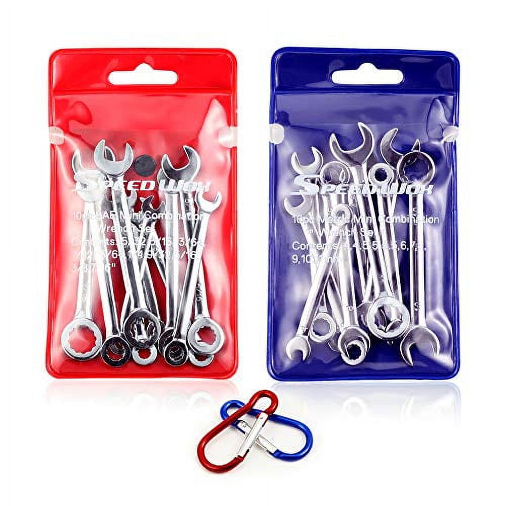 SPEEDWOX Mini Wrench Set Metric SAE Ignition Wrench Set Open End and Box End Standard Combination Wrench Spanner for Assembling Furniture Small Equipment Auto