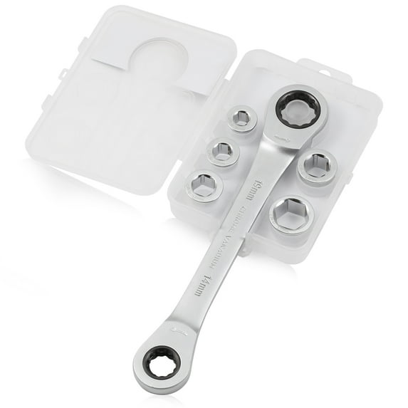 SPEEDWOX Socket Ratchet Wrench Set Metric 6 Pcs Set Double Box End Ratcheting Gear Spanner Heavy Duty Multi Functional Combination Wrench Set