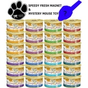 SPEEDY FRESH bundle of Gravy Lovers Wet Cat Food, 24 cans Variety Bundle (Variety) with Mystery Mouse toy and SF Magnet