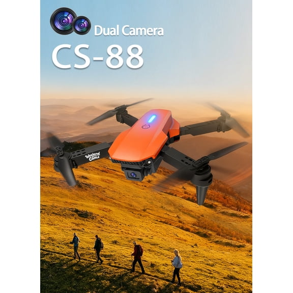 SPEEDYEAH CS-88 Foldable Drone with Dual Camera, Orange Black RC Quadcopter, Beginner Friendly Outdoor Aerial Photography Drone