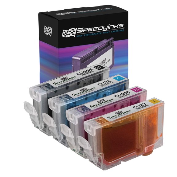 SPEEDYINKS Replacement Compatible with Canon CLI-8 CLI8 Set of 4 Ink CLI8B Black, CLI8C Cyan, CLI8M Magenta, CLI8Y Yellow Compatible with iP4200, iP5200, iP5200R, iP6600D, MP500, MP800, MP800R, MP830