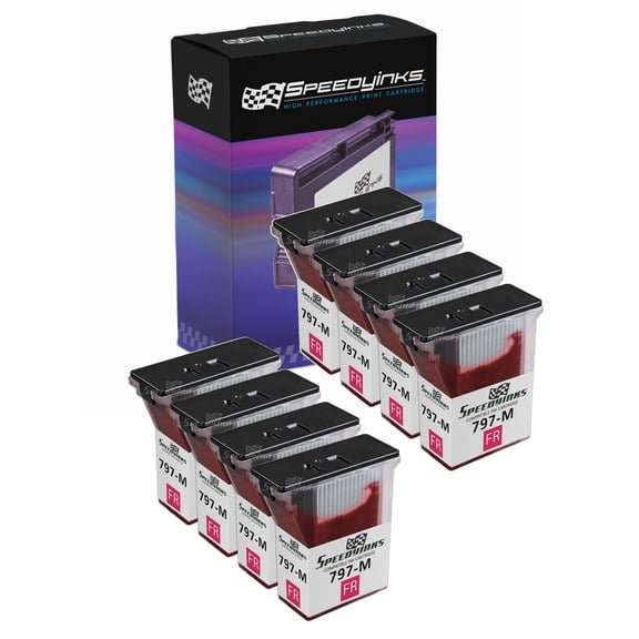 SPEEDYINKS Ink Cartridge Compatible with Pitney Bowes 797-M 800 Pages (Red, 8-Pack) for use in MailStation 2, Bowes Mailstation K7M0