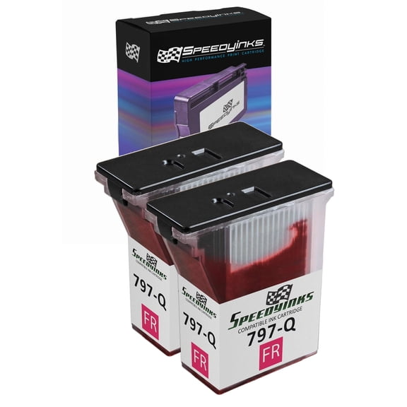 SPEEDYINKS Compatible Ink Cartridge Replacement for Pitney Bowes 797-Q (Fluorescent Red, 2-Pack)