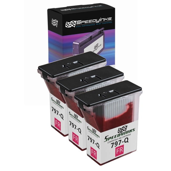 SPEEDYINKS Compatible Ink Cartridge Replacement for Pitney Bowes 797-Q (Fluorescent Red, 3-Pack)