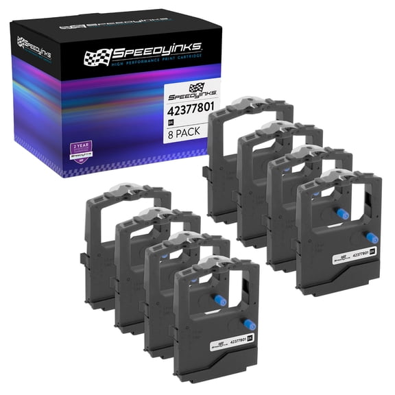 SPEEDYINKS Compatible Printer Ribbon Cartridge Replacement for Okidata 42377801 (Black, 8-Pack)
