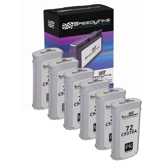 SPEEDYINKS Compatible Replacements for HP 72 Ink Cartridge High Yield (2 Photo Black, 2 Matte Black, 2 Gray, 6-Pack) For use in DesignJet T1100, T1120, T1200, T610, T620, T770, T1100ps, T1120 SD-MFP