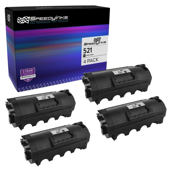 SPEEDYINKS Compatible Toner Cartridge Replacement for Lexmark 521H HY (Black, 4-Pack) for use in MS810de, MS810dn, MS810dtn, MS810n, MS811n, MS811dn, MS812dn, MS812dtn, MS812de, MS811dtn