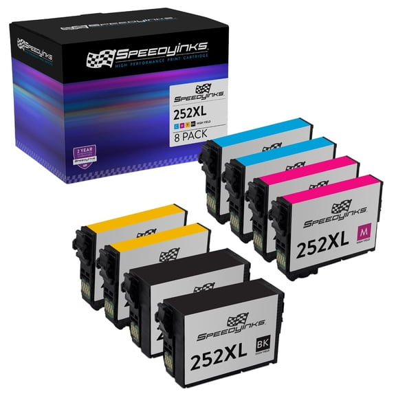 SPEEDYINKS Reman Replacements for Epson 252XL High Yield Ink (2 Black, 2 Cyan, 2 Magenta, 2 Yellow, 8-Pack)