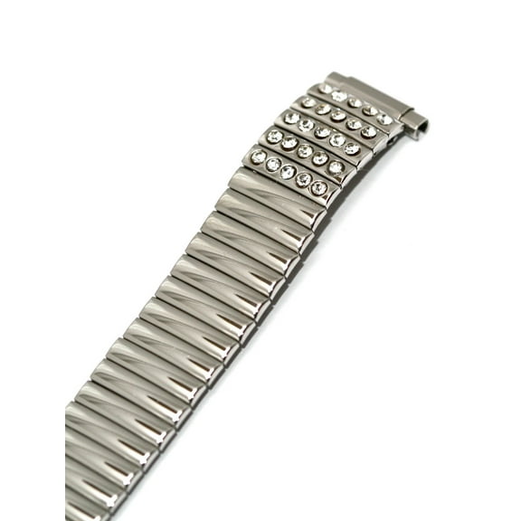 SPEIDEL 11-14MM SILVER TWIST O FLEX EXPANSION RHINESTONE WATCH BAND STRAP