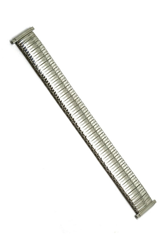 16-21MM SHORT/MED SILVER STAINLESS EXPANSION WATCH BAND STRAP CURVED ENDS