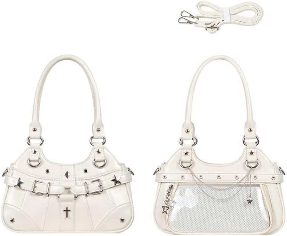 SPEKSEE Anime Ita Bag PU Leather Shoulder Bag with Display Window, Studded Handbag with Adjustable Strap