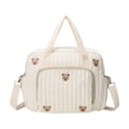 thumbnail image 1 of SPEKSEE Bear/Flower Quilted Travel Diaper Tote Cotton Crossbody Maternity Bag Adjustable Strap Messenger Shoulder Bag Diaper Handbag, 1 of 7