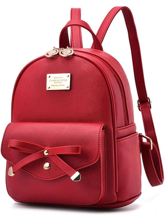 Bowknot Cute Leather Backpack Mini Backpack Purse for Women