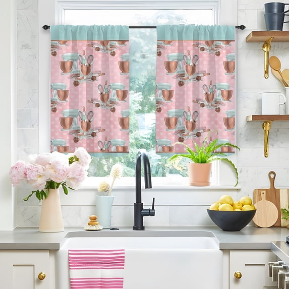 SPEKSEE Cartoon Kitchen Curtains - Modern Colorful Short Small Cafe Tier Curtains Decor Rod Pocket Window Drapes 2 Panels