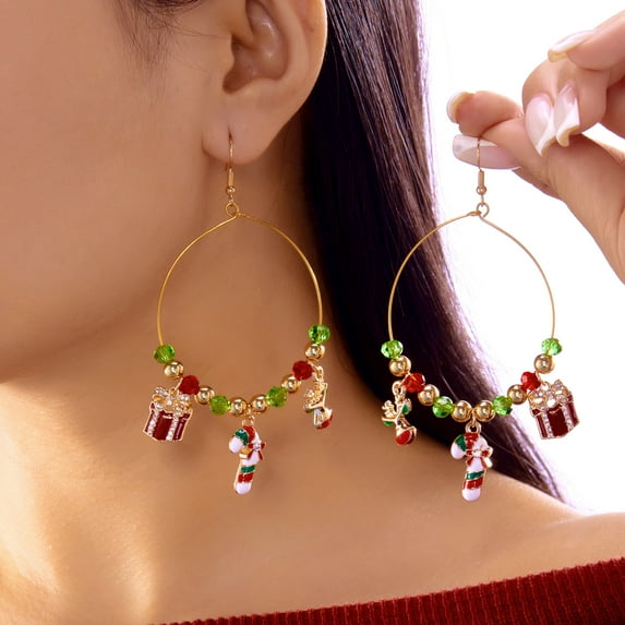 SPEKSEE Christmas Earrings For Women Christmas Dangle Earrings Holiday Earrings Christmas Tree Wreath Christmas Bow Jingle Ball Earrings Christmas Jewelry Decorations