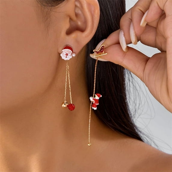 SPEKSEE Christmas Earrings for Women Snowflake Santa Claus Tassel Earrings Christmas Tree Earrings Xmas Santa Dangle Earrings for Women Merry Christmas Jewelry Gifts