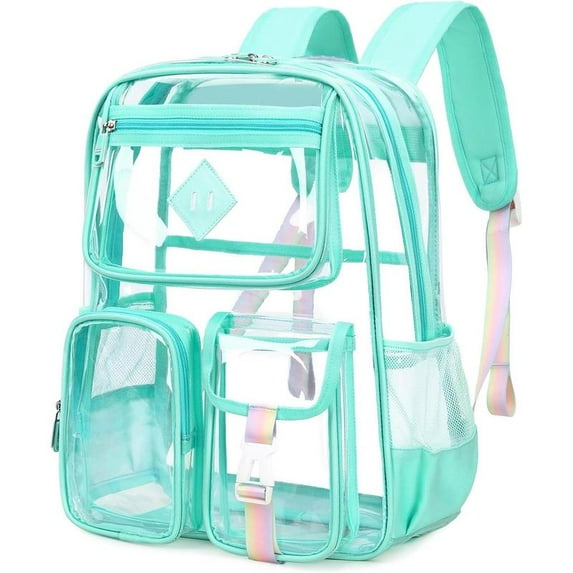 SPEKSEE Clear Backpack for School, Heavy Duty PVC Transparent Bookbag for Stadium Approved See Through Backpack computer travel bag