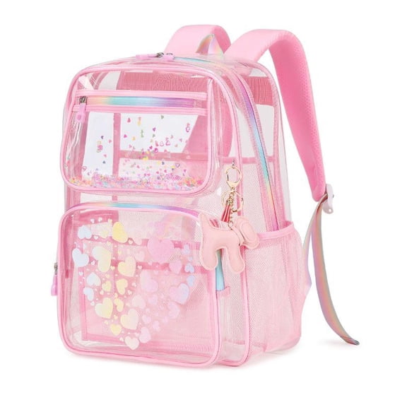 SPEKSEE Clear Backpack for School, Heavy Duty TPU Transparent Backpack Stadium Events Approved, Clear Bookbag