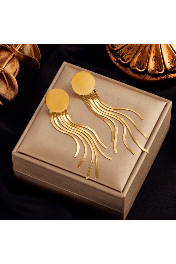 Dangle Chain Earrings for Women, Gold-Tone Fringe Earrings