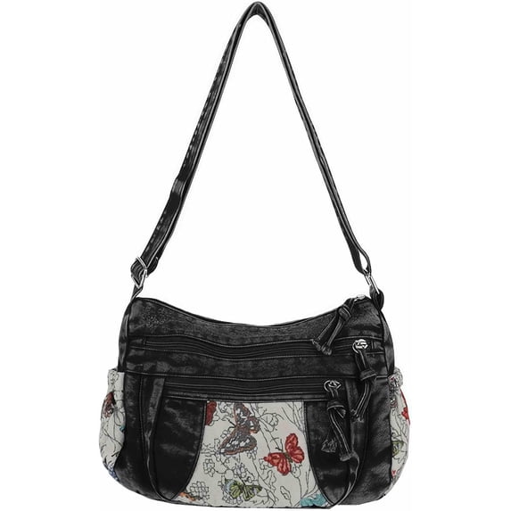 SPEKSEE Denim Purse Crossbody Bags, Boho Hobo Crossbody Bags for Women, Casual Y2K Travel Purse with Butterfly Pattern Lots of Pockets